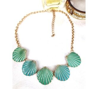TURQUOISE NAUTICAL SEA SHELL NECKLACE